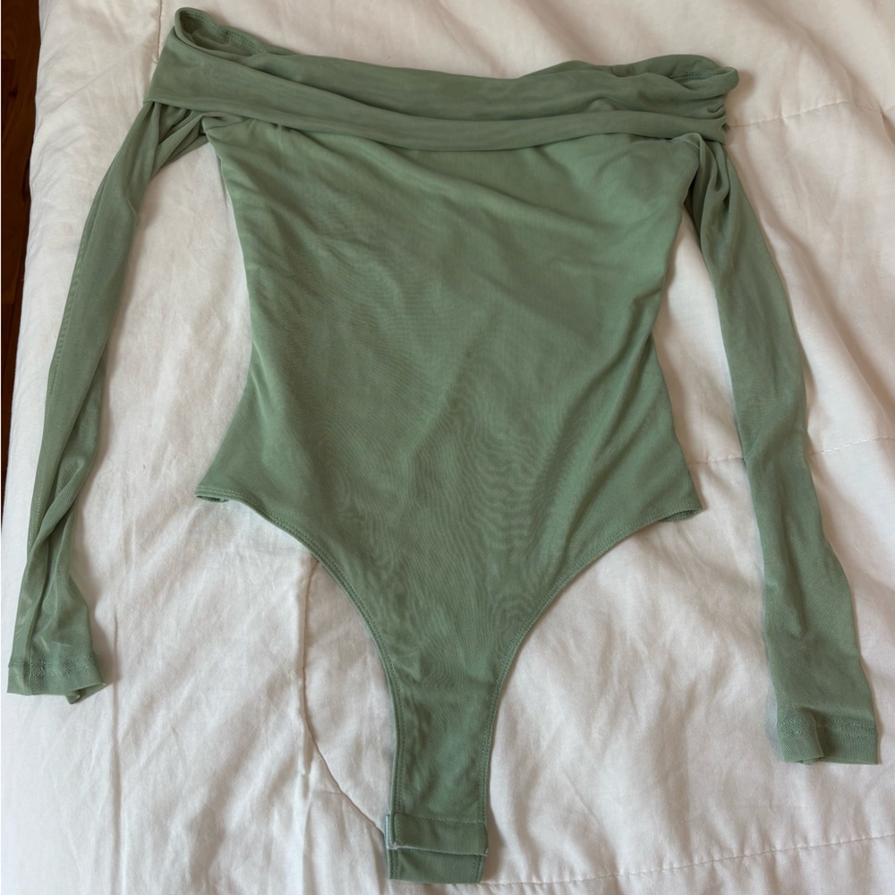 Princess Polly Sage Green Long Sleeve Bodysuit